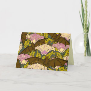 Art Nouveau Bats and Flowers Card