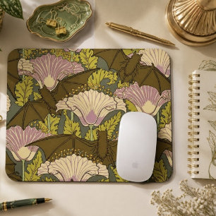Art Nouveau Bats and Flowers Mouse Mat