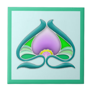 Art Nouveau beautiful flower Tile