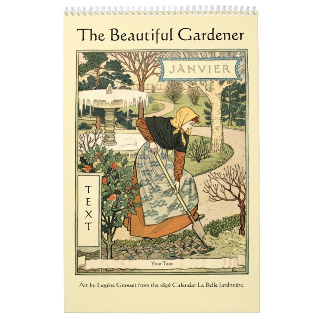 Art Nouveau Beautiful Gardener by Grasset Calendar (Cover)
