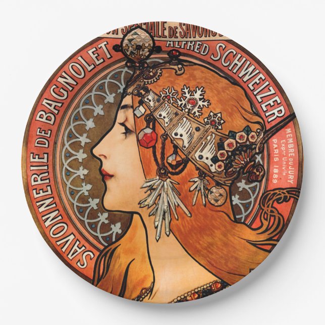 Art Nouveau Beauty Paper Plate (Front)