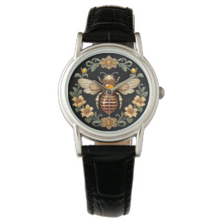 Art Nouveau Bee on Black Watch