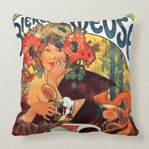 Art Nouveau Beer Ad 1897 Cushion
