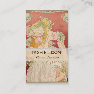 Art Nouveau Belle Époque Lady Roses Livemont Business Card