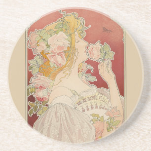 Art Nouveau Belle Époque Lady Roses Livemont Coaster
