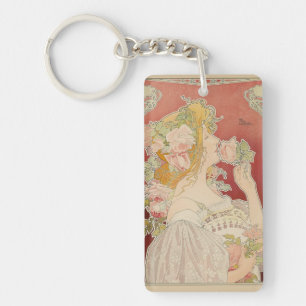 Art Nouveau Belle Époque Lady Roses Livemont Key Ring