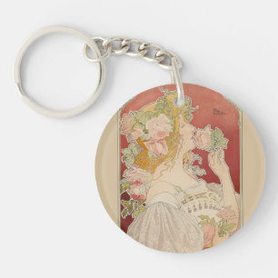 Art Nouveau Belle Époque Lady Roses Livemont Key Ring