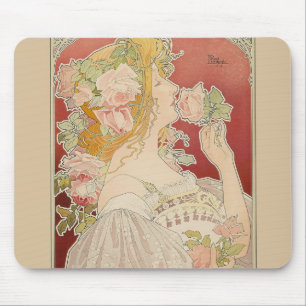 Art Nouveau Belle Époque Lady Roses Livemont Mouse Mat