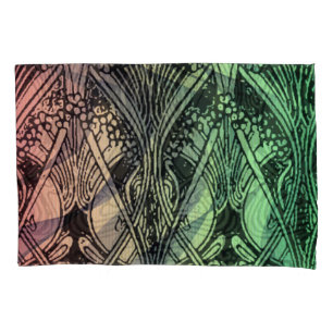 Art nouveau, belle époque,victorian,ombre, red, gr pillowcase