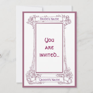 Art Nouveau Berry Frame Pink Invitation Elegant