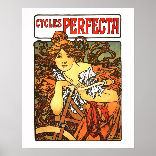 Art Nouveau Bicycle - Alphonse Mucha Poster (Front)