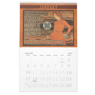 Art Nouveau Bicycle Calendar 2014 Vintage