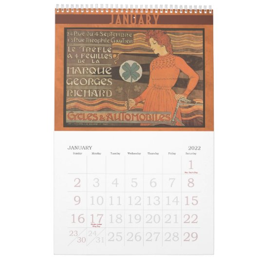 Art Nouveau Bicycle Calendar 14 Vintage Zazzle Co Uk