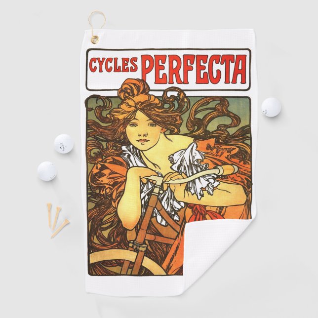 Art Nouveau Bicycle Mucha Art Golf Towel (InSitu)