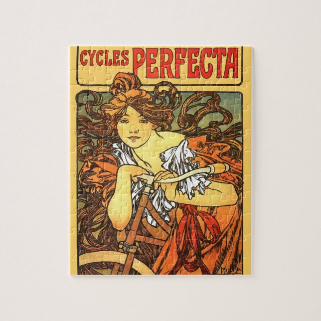 Art Nouveau Bicycle Mucha Art Jigsaw Puzzle (Vertical)