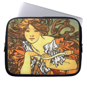 Art Nouveau Bicycle Mucha Art Laptop Sleeve