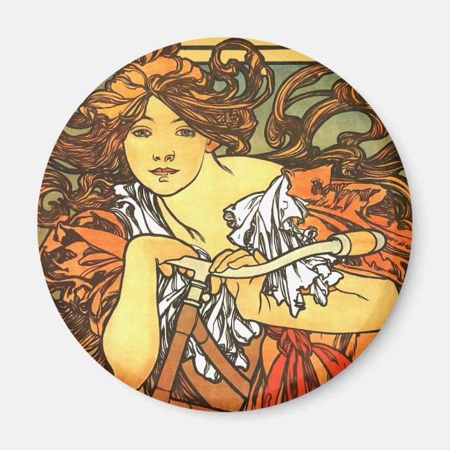 Art Nouveau Bicycle Mucha Art Magnet (Front)