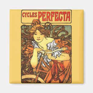 Art Nouveau Bicycle Mucha Art Magnet