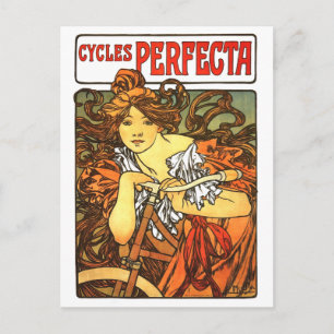 Art Nouveau Bicycle Mucha Art Postcard