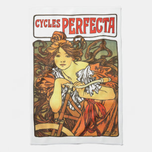 Art Nouveau Bicycle Mucha Art Tea Towel