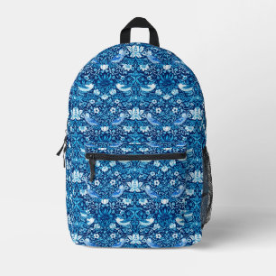 Art Nouveau Bird and Flower Tapestry, Dark Blue  Printed Backpack
