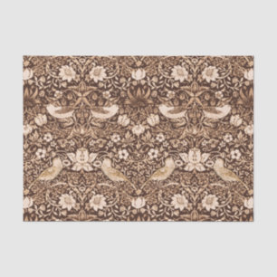 Art Nouveau Bird and Flower Tapestry, Dark Brown Tissue Paper