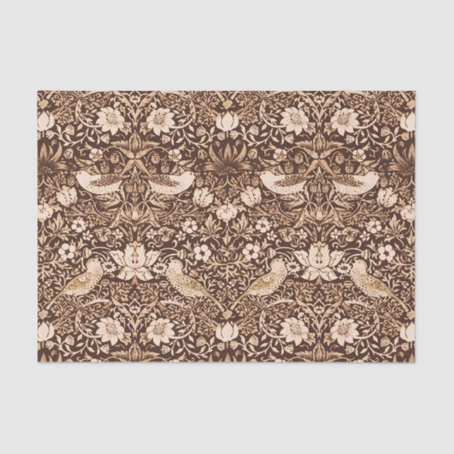 Art Nouveau Bird and Flower Tapestry, Dark Brown Tissue Paper (Front)