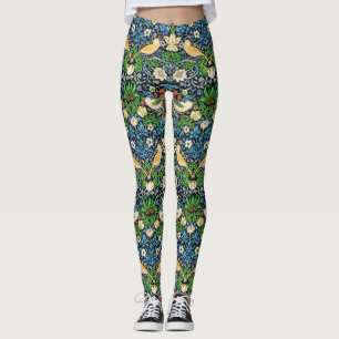Art Nouveau Bird and Flower Tapestry Pattern Leggings