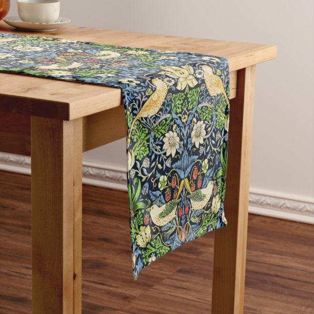 Art Nouveau Bird and Flower Tapestry Pattern Short Table Runner (In Situ)
