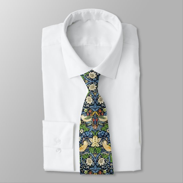 Art Nouveau Bird and Flower Tapestry Pattern Tie (Tied)