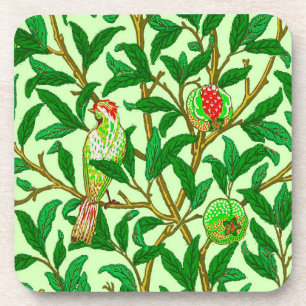 Art Nouveau Bird and Pomegranate, Lime Green  Coaster