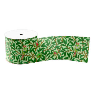 Art Nouveau Bird and Pomegranate, Lime Green  Grosgrain Ribbon