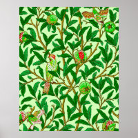 Art Nouveau Bird and Pomegranate, Lime Green