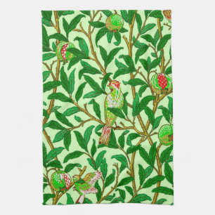 Art Nouveau Bird and Pomegranate, Lime Green Tea Towel