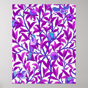 Art Nouveau Bird & Pomegranate, Amethyst Purple Poster