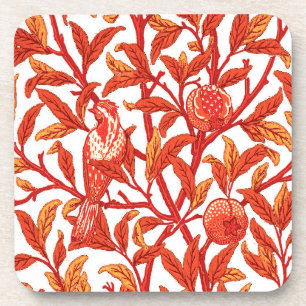 Art Nouveau Bird & Pomegranate, Mandarin Orange   Coaster