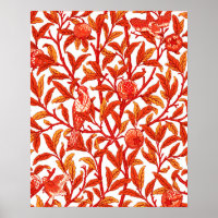 Art Nouveau Bird & Pomegranate, Mandarin Orange