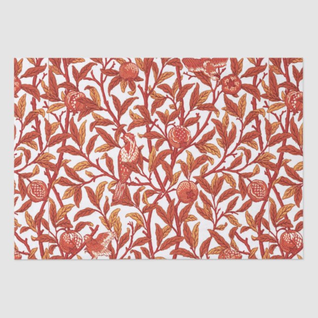 Art Nouveau Bird & Pomegranate, Mandarin Orange   Tissue Paper (Front)