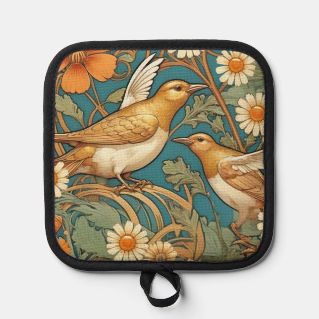 Art Nouveau Birds and Flowers Pot Holder (Front)