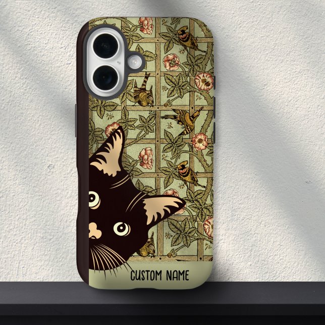 Art Nouveau Birds Funny Curious Cat Floral  Case-Mate iPhone Case (Creator Uploaded)