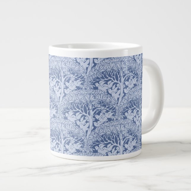 Art Nouveau Birds through Trees Pattern Jumbo Mug (Front Right)