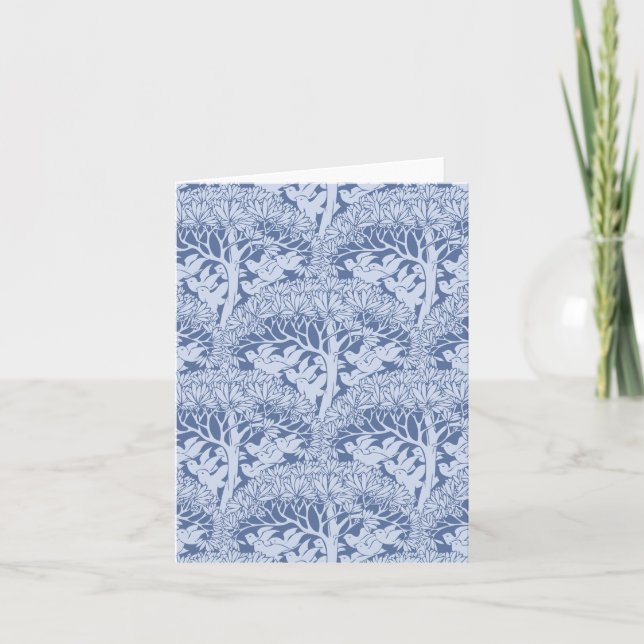 Art Nouveau Birds Through Trees Pattern Note Cards (Front)