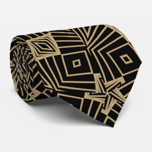 Art Nouveau Black and Beige Diamonds Pattern Tie