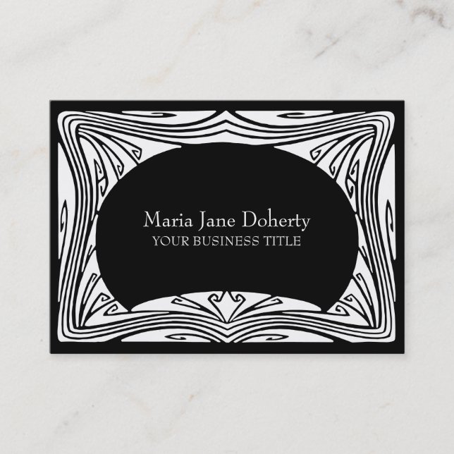 Art Nouveau Black and White Professional Business Card (Front)
