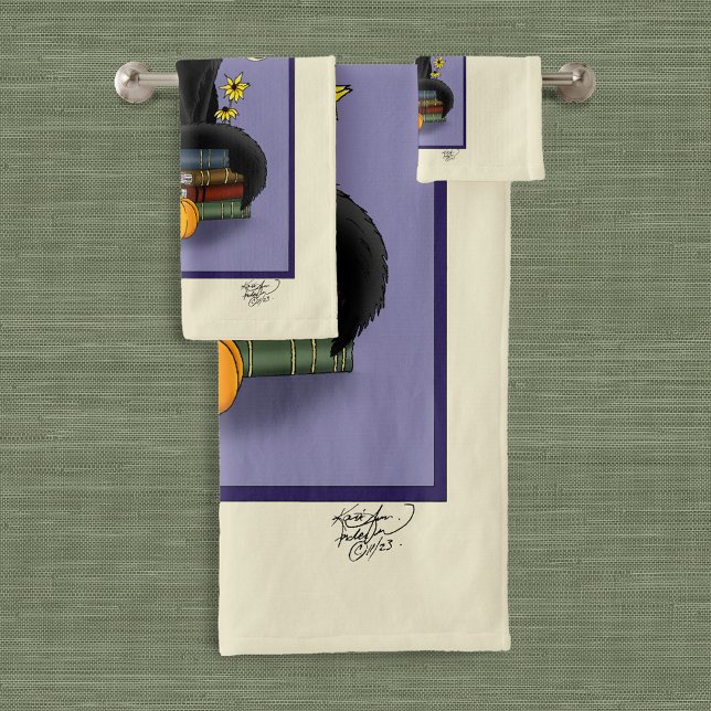 Art Nouveau Black Cat Bath Towel Set (Creator Uploaded)