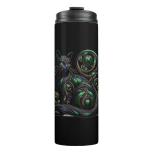 Art Nouveau Black Cat Celtic Thermal Tumbler