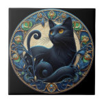 Art Nouveau Black Cat Ceramic Tile<br><div class="desc">Art Nouveau Black Cat Ceramic Tile</div>