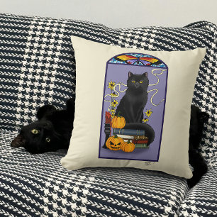 Art Nouveau Black Cat Cushion