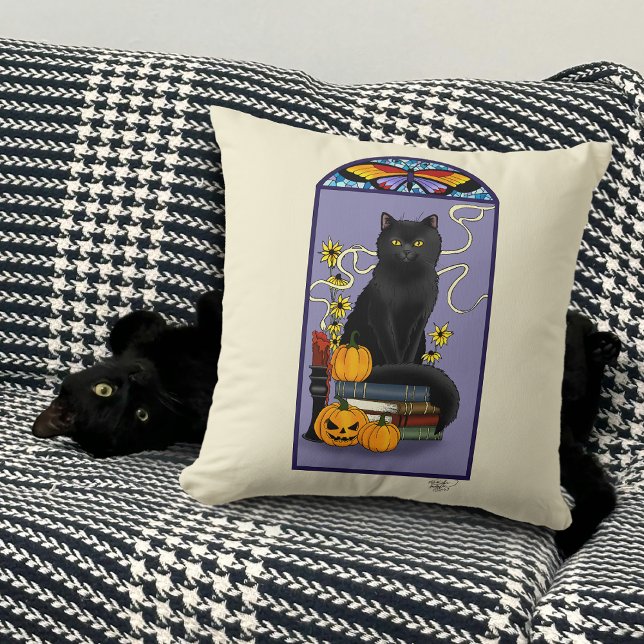 Art Nouveau Black Cat Cushion (Creator Uploaded)