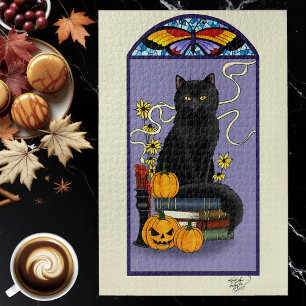 Art Nouveau Black Cat Jigsaw Puzzle